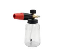 KiBcsLic Pulvérisateur Haute Pression Lance Mousse Bouteille Mousse Connecteur Laiton Réglable Mélange Eau Savon Contrôle de Mousse et Jet Raccord Rapide 1/4, Buse Rouge, Bouteille Transparente