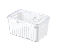 KiBcsLic Récipient de Rangement Réfrigérateur Boîte Fruits Légumes Organisateur Bac Égouttoir Amovible Conteneur Étanche Hermétique PET PP Silicone Adapté Au R, L