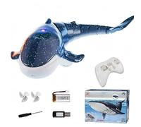 KiBcsLic Requin Télécommandé LED Poisson Télécommandé Imitation Réaliste Poisson Robot pour Piscine , Bleu , Baleine Bleue