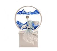 KiBcsLic Sculpture Poisson Sable Sculptural Sablier Décoratif Base Rectangulaire Objet Déco pour Table, Bleu, Grand Modèle, S Élever dans Les Nuages