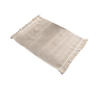 KiBcsLic Set de Table Tapis de Table Rectangulaire Boho Frange en Jute Protection Contre La Chaleur Adapté pour Décoration Réception Repas Maison Salle à Mange, Grille Carrée de Petite Taille