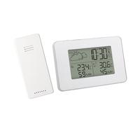 KiBcsLic Station Météo Intelligente Horloge Numérique Thermomètre Hygromètre Moniteur D'Humidité Affichage Météo Fonction Réveil Adaptée Aux Espaces de, Blanc