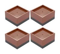 KiBcsLic Support Pads Réhausseur de Meuble Cale Coussin Tampon Structure Empilable Antidérapante en Plastique et Caoutchouc TPE Capacité 500kg Compatible, 7.8cm X 7.8cm X 4cm, Marron