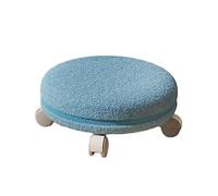 KiBcsLic Tabouret Bas Roulant à roulettes Universelles Banc Bas Rond Confortable Sherpa Pouf Pivotant 360 Degrés pour Adulte Enfant Chaise Pied Métal Solide Ad, Bleu