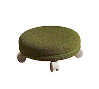 KiBcsLic Tabouret Bas Roulant à roulettes Universelles Banc Bas Rond Confortable Sherpa Pouf Pivotant 360 Degrés pour Adulte Enfant Chaise Pied Métal Solide Ad, Vert