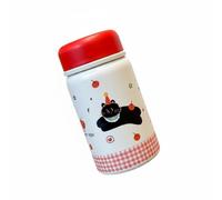 KiBcsLic Tasse Isotherme sous Vide Portable Gobelet Isotherme Compacte Tasse En Acier Inoxydable pour Enfants, Écoliers, École, Déplacement, Pique-Nique, Rouge, Chat Rouge