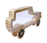 KiBcsLic Tirelire en Bois Créative en Forme de Voiture, Multifonctionnelle, Transparente, éducative, pour Enfants et Adultes, Non Peint