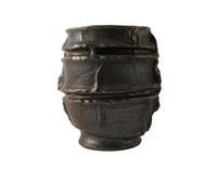 KiBcsLic Vase en Céramique Artisanal Vase avec Surface Texturée Sculptural pour Bureau, Cuivre Antique, Petit 26 26 H28.5cm