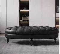 KIBONCY Banc Ovale américain en Cuir véritable, Pouf rembourré for Salon, vestiaire, Magasin de Chaussures et Chambre à Coucher(Faux Leather 60x45x42cm)