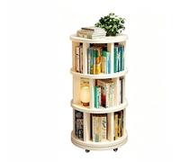 KIBONCY Bibliothèque rotative à 360 ° en Bois d'hévéa Massif de qualité FAS Armoire Rangement Mobile étroite Organisateur Sol adapté aux Coins muraux for Enfants Salon étude(White,44x103.3cm)