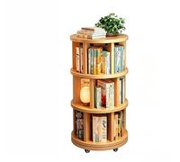 KIBONCY Bibliothèque rotative à 360 ° en Bois d'hévéa Massif de qualité FAS Armoire Rangement Mobile étroite Organisateur Sol adapté aux Coins muraux for Enfants Salon étude(Natural,44x103.3cm)