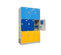 KIBONCY Casier en Plastique HDPE, Armoire De Rangement Scolaire Sécurisée avec Compartiments Ventilés, Anticorrosion, for Vestiaire De Salle De Sport, Maternelle(C,198 * 117cm)