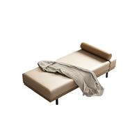 KIBONCY Chaise Lounge Bench, Faux Leather Accent Furniture - Window Seat with Bolster Pillow, Sturdy Metal Legs, 5 Color Choices,for Living Room Bedroom(D,180x50x42cm)