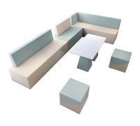 KIBONCY Ensemble De Sièges Modulaires en Mousse Souple en Forme De U, Coussin De Sol Carré avec Dossier Amovible, Canapé d'angle De Lecture for Enfants for Salle De