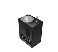 KIBONCY Lavabo À Mains Autoportant À Lattes Verticales en Acier Inoxydable avec Armoire De Rangement en Maille, Évier Utilitaire À Base Surélevée for Arrière-Boutique De Vente Au Détail(Style5)