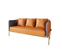 KIBONCY Modern Faux Leather Sofa Set, Stylish Loveseat, Upholstered & Armchair with Metal Legs for Living Room(J)