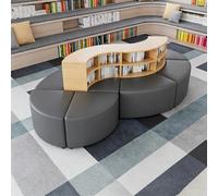 KIBONCY Sièges Incurvés Modulaires avec Bibliothèque Intégrée, Banc De Lecture en Forme De S for Zone D'attente De Bibliothèque, Salon D'école Et Hall De Bureau, Ensemble De Meubles(A2)
