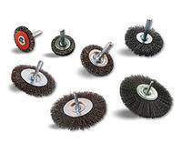 Kibros Assortiment 7 brosses rot. circ. acier dur tige Ø 6 mm 30-125 mm | 7 diamètres : Ø 30-38-50-60-75-100-125 mm, fil acier dur Ø 0,30 mm, pour perceuse ou visseuse à mandrin.