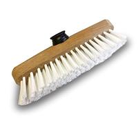 Kibros Balai Brosse Lave-Pont 22 cm PPL Blanc sans Manche Monture Bois | Garnissage PPL blanc synthétique, semelle bois, douille vissante plastique, lavage récurage ponts carrelages terrasses.