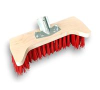 Kibros Balai cantonnier Baldozer 2 Pointes PVC Rouge 32 cm sans Manche | Poils PVC rouge, douille métal boulonnée Ø 28 mm, 2 pointes latérales, sans manche, balayage extérieur cantonnier.