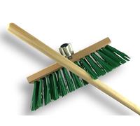 Kibros Balai de Jardinage 32 cm PVC Vert Manche Bois 1,40 m