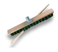 Kibros Balai de Jardinage 60 cm Fibre zébrée Marron Vert Manche Bois 1,40 m | Fibre synthétique zébrée marron et verte, monture bois, manche bois 1,40 m, jardinage grandes surfaces cour allées.