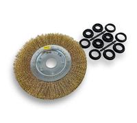 Kibros Brosse circulaire touret laiton dur Ø 200 mm 1 rang | Fil laiton dur Ø 0,30 mm ondulé, alésage 32 mm + réducteurs bagues 25/22/20/16/12 mm, pour touret ou meuleuse d'établi.