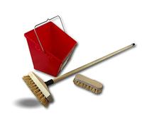 Kibros Kit Balai Lave-Pont chiendent Manche Bois Seau Brosse à Laver | Brosse chiendent sur monture bois, pour laver et récurer ponts terrasses carrelages.