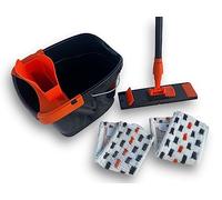 Kibros Kit Lave-Sol Vigor Press'Pro Balai serpillière Seau essoreur | Kit complet VIGOR Press'Pro, balai serpillère plat, seau grande capacité, 2 recharges microfibre incluses.