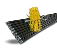 Kibros Kit ramonage classique conduits gainés hérisson synthétique Ø 200 mm | Hérisson rond synthétique Ø 200 mm, 9 cannes noires 1,40 m, ramonage conduits gainés cheminée chaudière poêle.