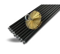 Kibros Kit ramonage classique non gainé hérisson acier Ø 125 mm 9 cannes | 9 cannes noires Ø 17 mm creuses 9×1,4 m, hérisson acier plat, cheminées conduits non gainés Ø 125 mm.