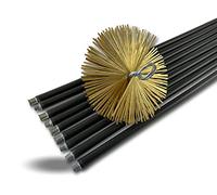 Kibros Kit ramonage classique non gainé hérisson acier Ø 250 mm 9 cannes | 9 cannes noires Ø 17 mm creuses 9×1,4 m, hérisson acier plat, cheminées conduits non gainés Ø 250 mm.