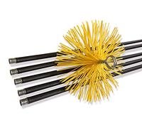 Kibros Kit ramonage conduits gainés hérisson synthétique Ø 250 mm 7 m | 5 cannes Ø 17 mm longueur 1,40 m, embout fileté M12×1,75 mm, ramonage conduits gainés cheminée chaudière poêle.