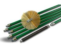 Kibros Kit ramonage pro conduits non gainés hérisson acier Ø 125 mm 8 m | Hérisson acier Ø 125 mm, 6 cannes vertes autobloquantes Ø 18 mm, ressort de départ, cheminées non gainés.