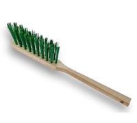 Kibros Lot 10 balayettes de Jardin PVC Vert Manche Bois 45 cm | Poils PVC durs verts, résistantes à l'usure, pour nettoyage sols extérieurs, atelier et garage.