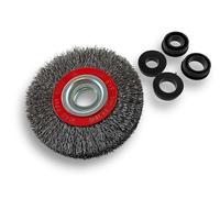 Kibros Lot 10 brosses circ. touret ACIER fil dur Ø 100 mm 2 rangs | Fil dur 0.30 mm ondulé, alésage 16 mm, pour meuleuse affûteuse ponceuse, décapage ébavurage brossage polissage.