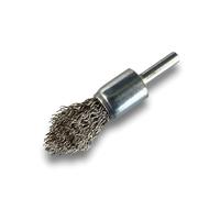 Kibros Lot 10 brosses en bout pointe fil acier dur Ø 18 mm | Fil acier dur Ø 0,40 mm, tige Ø 6 mm, pour perceuse ou visseuse à mandrin, ébavurage décapage nettoyage.