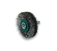 Kibros Lot 10 brosses rot. circ. inox dur Ø 50 mm 12 mm tige | Pour perceuse ou visseuse à mandrin, fil inox dur Ø 0,30 mm, décapage brossage sans rouille.