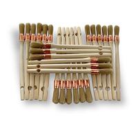 Kibros Lot 24 pinceaux de Pouce Brosse Ronde Soie Blanche Ø 15 mm | Soie blanche, virole cuivrée, manche bois brut, pour peindre volets, moulures, plinthes et angles.