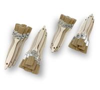 Kibros Lot 24 pinceaux Queue de morue Soie Blanche 30 mm | Soie blanche naturelle, manche bois brut, pour peinture huile, acrylique, vernis, lasure et colle.
