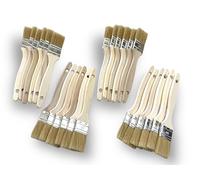 Kibros Lot 24 pinceaux Queue de morue Soie Blanche 40 mm | Soie blanche naturelle, manche bois brut, pour peinture huile, acrylique, vernis, lasure et colle.