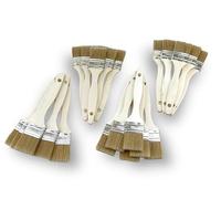 Kibros Lot 24 pinceaux Queue de morue Soie Blanche 50 mm | Soie blanche naturelle, manche bois brut, pour peinture huile, acrylique, vernis, lasure et colle.