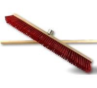 Kibros Lot 3 balais cantonnier PVC Rouge 80 cm avec Manche Bois | Garnissage PVC rouge résistant, 80 cm, manche bois inclus, semelle bois, douille vissante, piste extérieur.