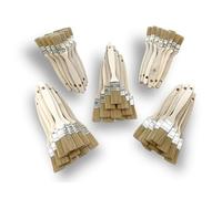 Kibros Lot 50 pinceaux Queue de morue Soie Blanche 30 mm | Soie blanche naturelle, manche bois brut, pinceaux plats, peinture huile acrylique glycéro, usage jetable.