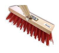 Kibros Lot 6 balais cantonnier PVC Rouge 32 cm avec Manche Bois | Garnissage PVC rouge, 32 cm, manche bois inclus, semelle bois, douille métal boulonnée, piste extérieur.