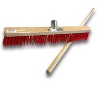 Kibros Lot 6 balais cantonnier PVC Rouge 80 cm avec Manche Bois | Garnissage PVC rouge résistant, 80 cm, manche bois inclus, semelle bois, douille vissante, piste extérieur.