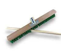 Kibros Lot 6 balais de Jardinage 60 cm Fibre PVC Verte Manche Bois 1,40 m | Fibre PVC verte résistante, sortie 70 mm, monture bois, manche bois 1,40 m, jardinage grandes surfaces cour parking.