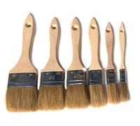 Kibros Lot 6 pinceaux Queue de morue Soie 15-20-30-40-50-60 mm | Soie blanche, 6 largeurs 15-20-30-40-50-60 mm, multi-support, peinture huile acrylique glycéro, jetable ou réutilisable.