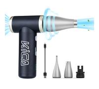 KiCA Jet Fan 2S Duster à air électrique - Ventilateur turbo portable haute vitesse 117 000 tr/min, mini souffleur à jet en alliage d'aluminium, dépoussiéreur sans fil à vitesse continue pour clavier