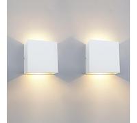 KICAAO Applique Murale LED Extérieure et Intérieure, 2 Pièces Blanc Moderne 12W 3000K Lumière Chaude, IP65 Étanche Carrée en Aluminium